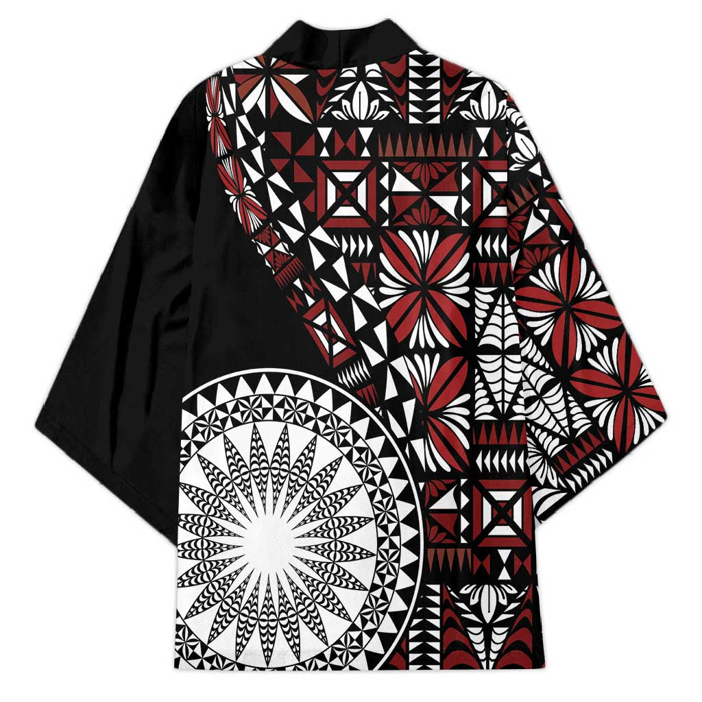 Red Tongan Ngatu Fonulei Pattern Kimono LT9 - Polynesian Pride