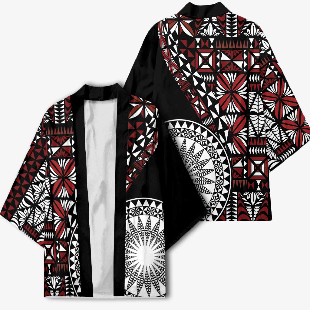 Red Tongan Ngatu Fonulei Pattern Kimono LT9 - Polynesian Pride