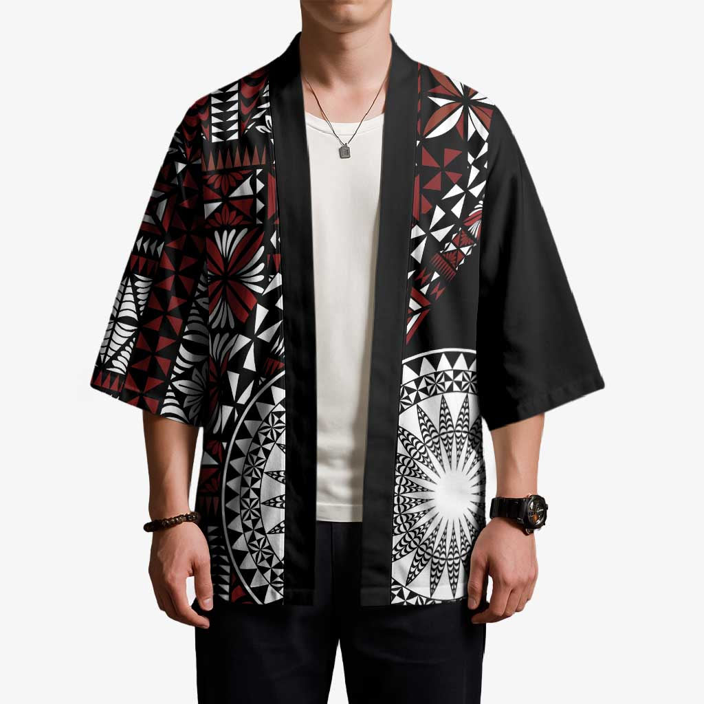 Red Tongan Ngatu Fonulei Pattern Kimono LT9 - Polynesian Pride