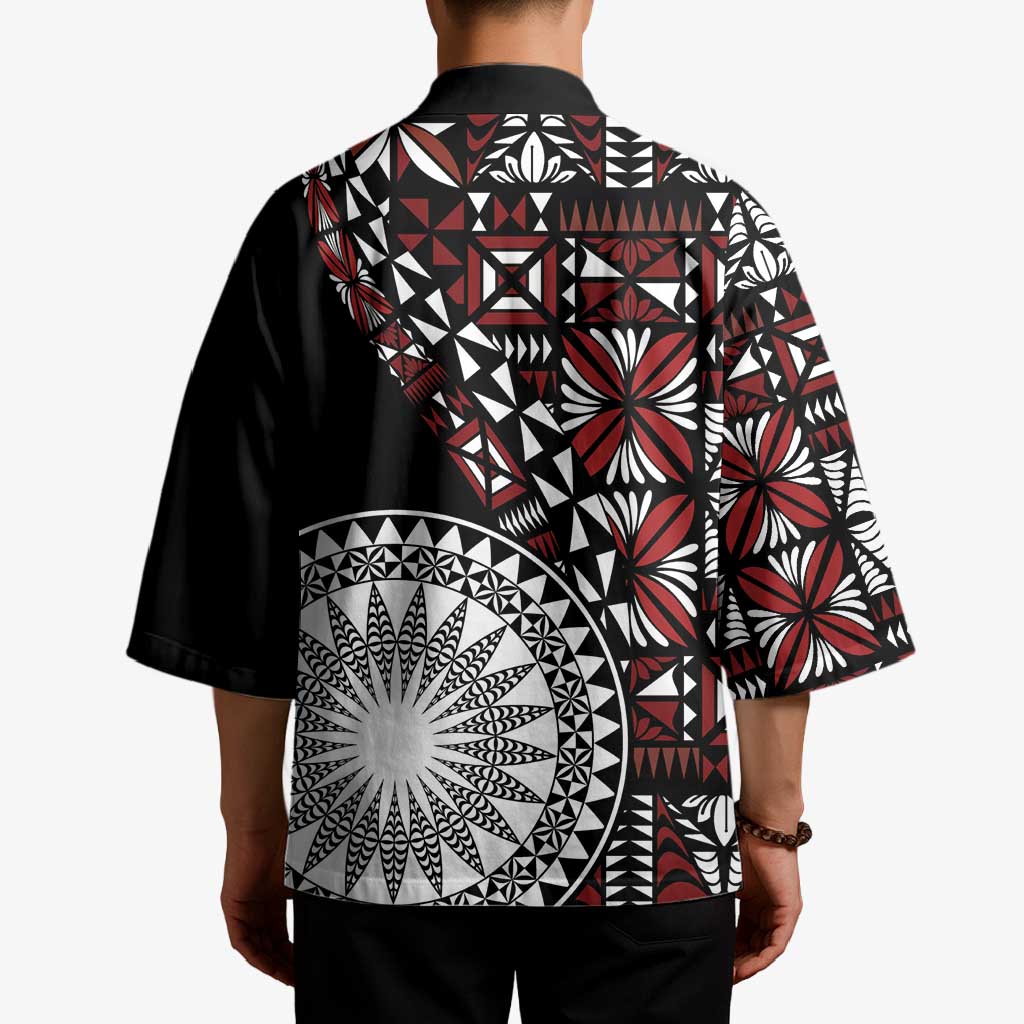 Red Tongan Ngatu Fonulei Pattern Kimono LT9 - Polynesian Pride