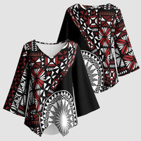 Red Tongan Ngatu Fonulei Pattern Kimono Sleeve Blouse LT9 - Polynesian Pride