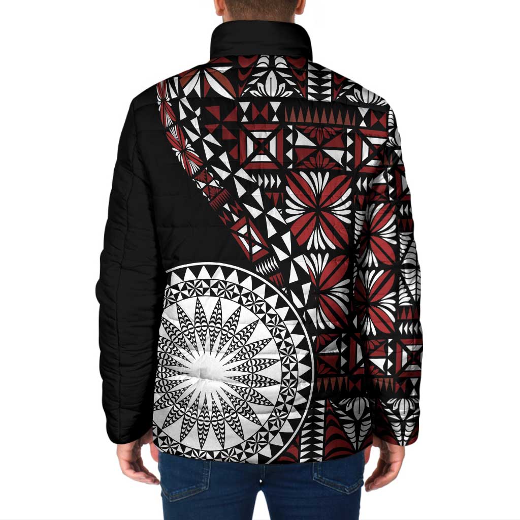 Red Tongan Ngatu Fonulei Pattern Padded Jacket LT9 - Polynesian Pride
