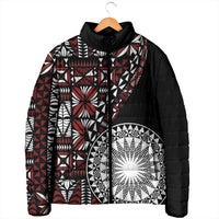 Red Tongan Ngatu Fonulei Pattern Padded Jacket LT9 - Polynesian Pride