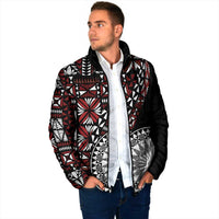 Red Tongan Ngatu Fonulei Pattern Padded Jacket LT9 - Polynesian Pride