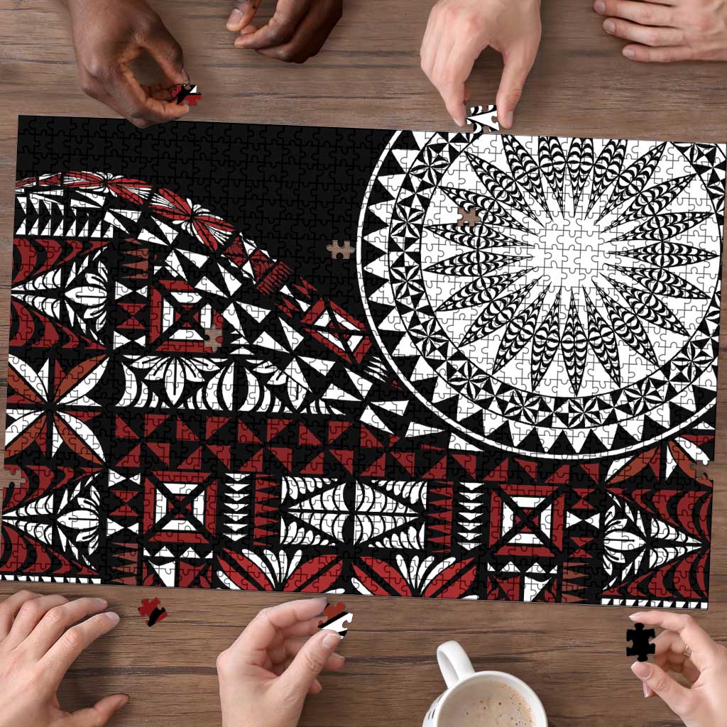 Red Tongan Ngatu Fonulei Pattern Puzzle LT9 - Polynesian Pride