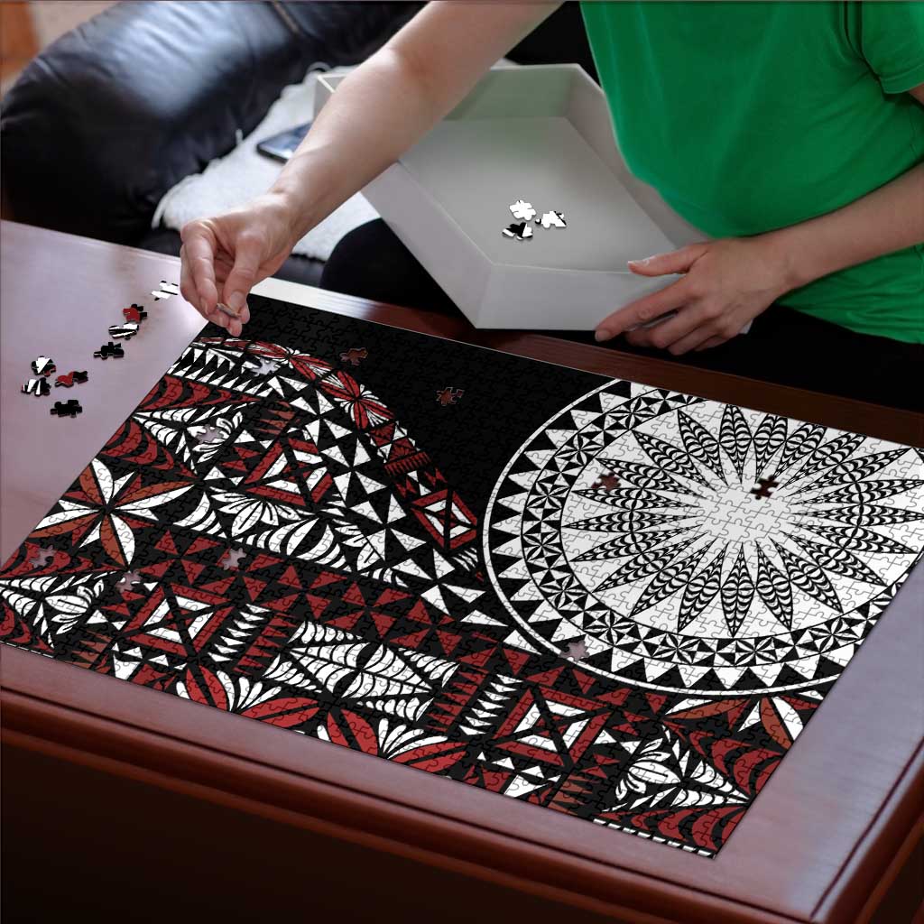 Red Tongan Ngatu Fonulei Pattern Puzzle LT9 - Polynesian Pride