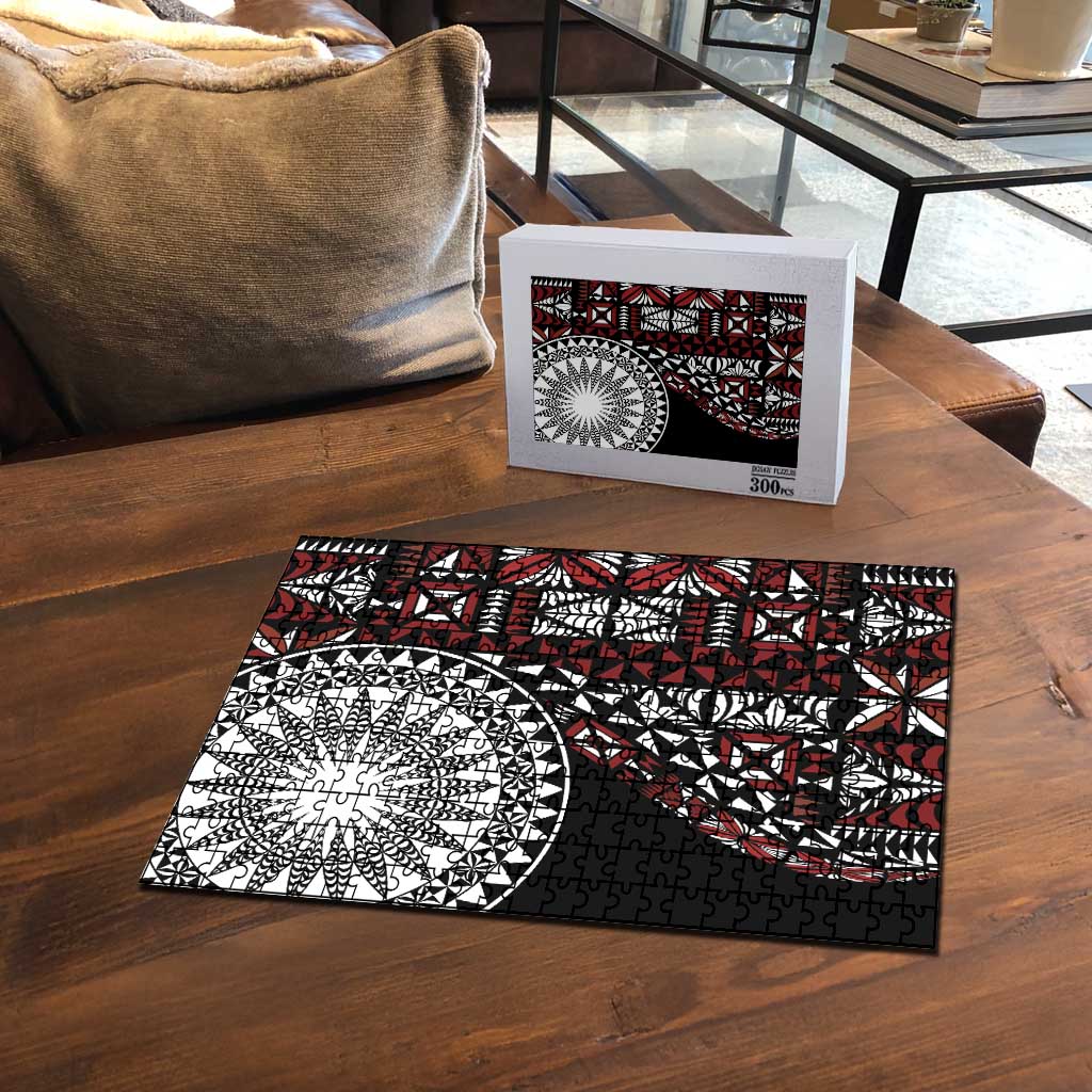 Red Tongan Ngatu Fonulei Pattern Puzzle LT9 - Polynesian Pride