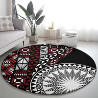 Red Tongan Ngatu Fonulei Pattern Round Carpet
