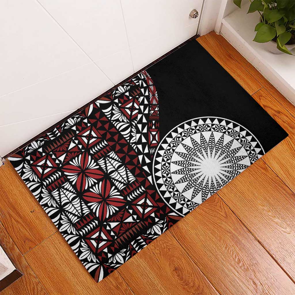 Red Tongan Ngatu Fonulei Pattern Rubber Doormat LT9 - Polynesian Pride