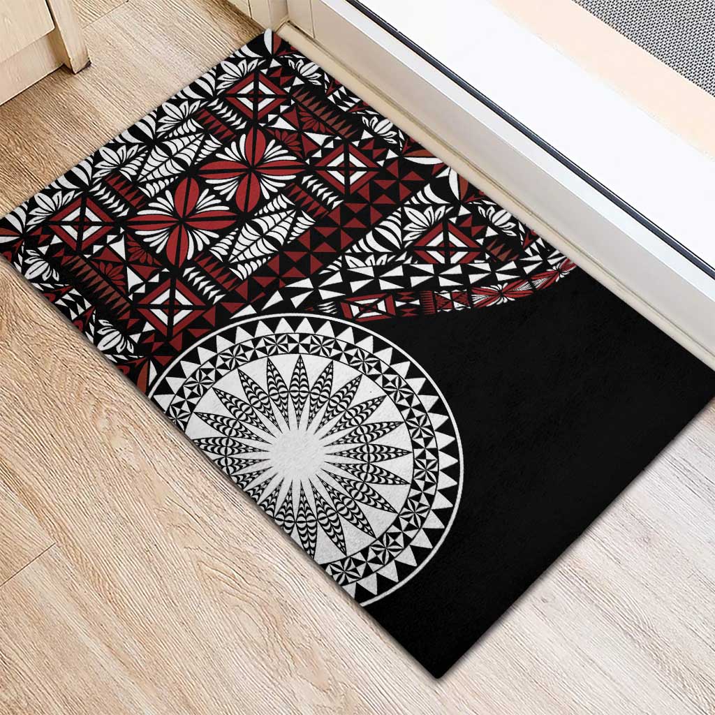 Red Tongan Ngatu Fonulei Pattern Rubber Doormat LT9 - Polynesian Pride
