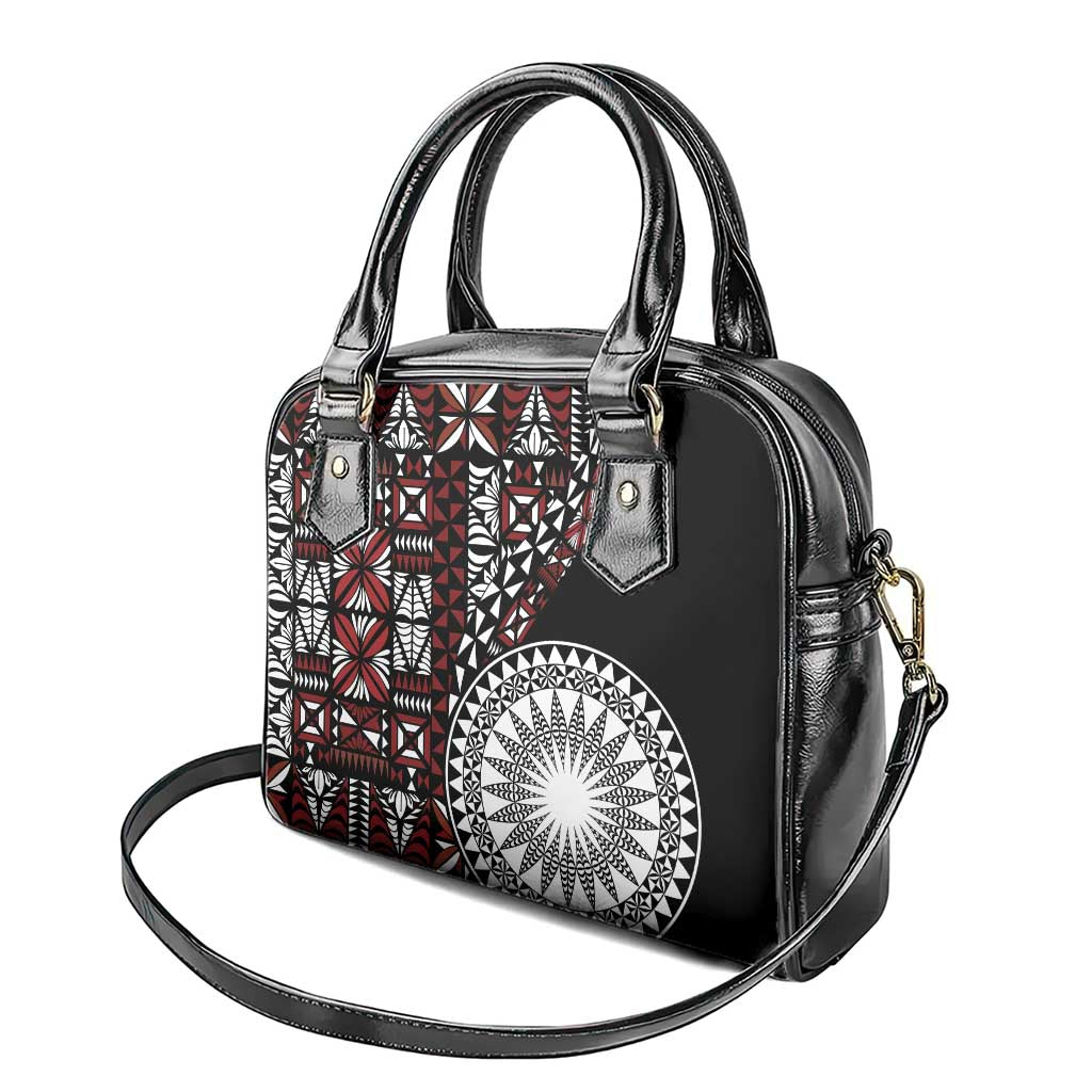 Red Tongan Ngatu Fonulei Pattern Shoulder Handbag