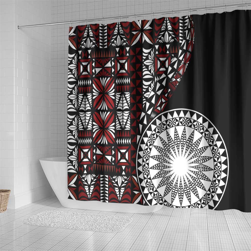 Red Tongan Ngatu Fonulei Pattern Shower Curtain