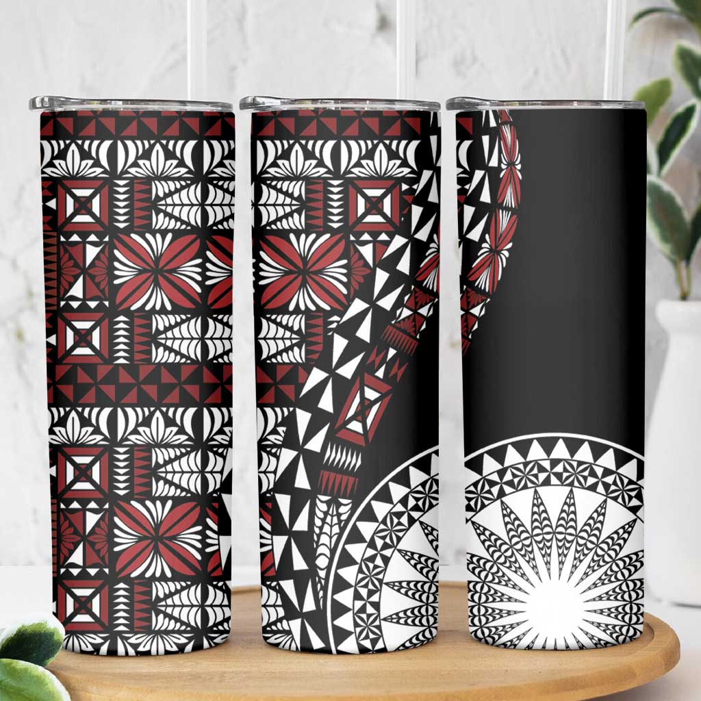 Red Tongan Ngatu Fonulei Pattern Skinny Tumbler