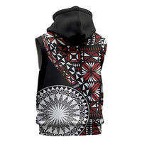 Red Tongan Ngatu Fonulei Pattern Sleeveless Hoodie LT9 - Polynesian Pride