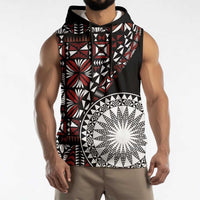 Red Tongan Ngatu Fonulei Pattern Sleeveless Hoodie LT9 - Polynesian Pride