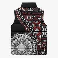 Red Tongan Ngatu Fonulei Pattern Sleeveless Puffer Jacket LT9 - Polynesian Pride