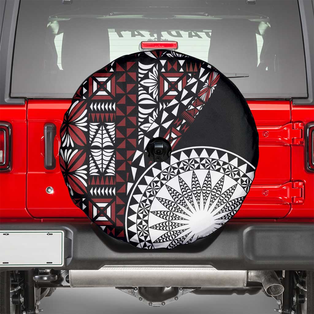 Red Tongan Ngatu Fonulei Pattern Spare Tire Cover LT9 - Polynesian Pride