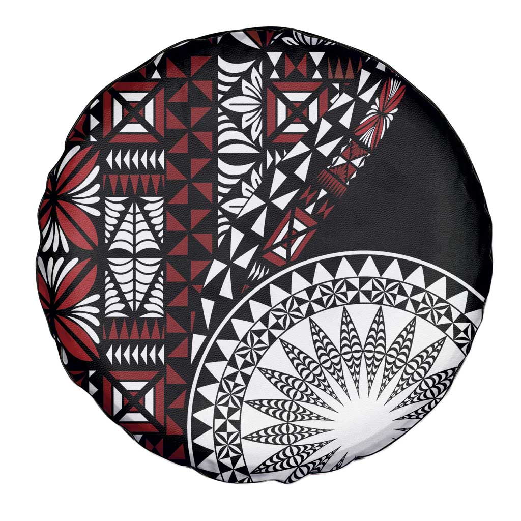 Red Tongan Ngatu Fonulei Pattern Spare Tire Cover LT9 - Polynesian Pride