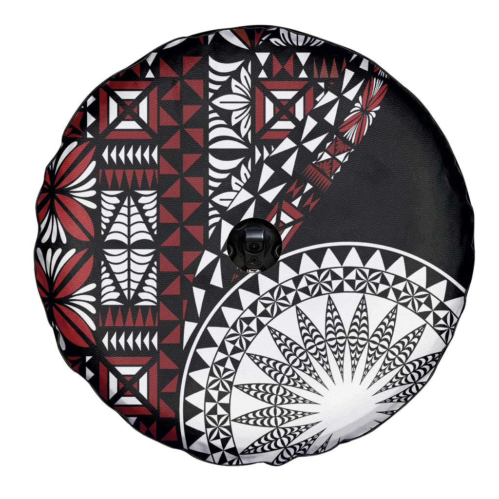 Red Tongan Ngatu Fonulei Pattern Spare Tire Cover LT9 - Polynesian Pride