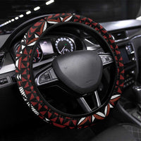 Red Tongan Ngatu Fonulei Pattern Steering Wheel Cover LT9 Universal Fit Red - Polynesian Pride