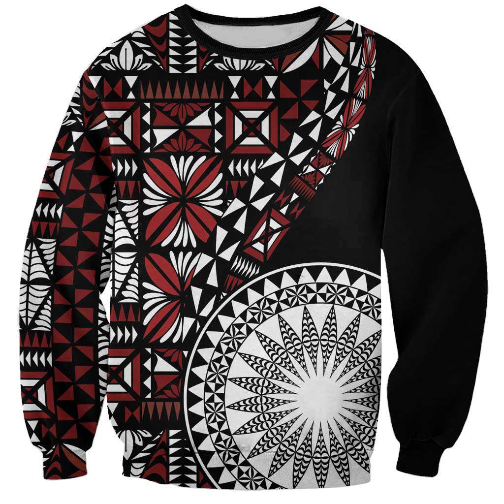 Red Tongan Ngatu Fonulei Pattern Sweatshirt LT9 Unisex Red - Polynesian Pride