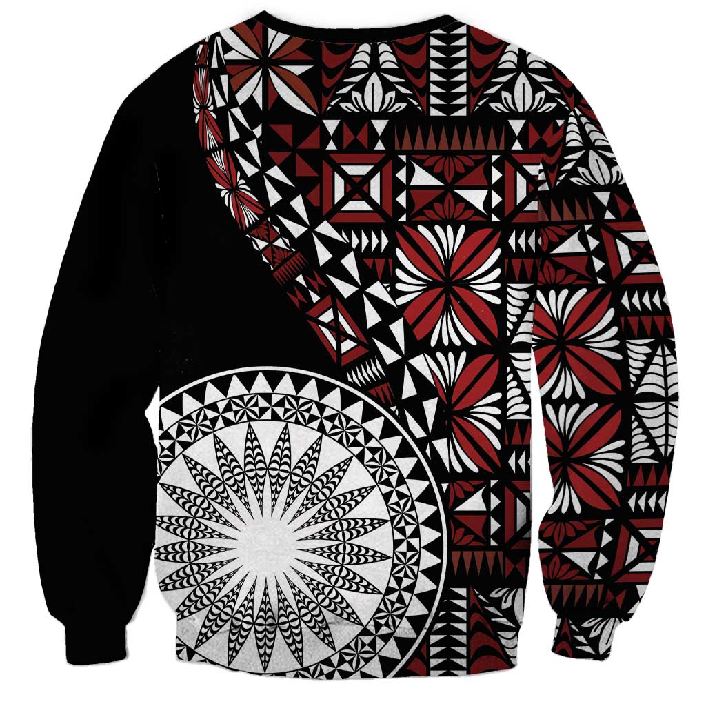 Red Tongan Ngatu Fonulei Pattern Sweatshirt LT9 - Polynesian Pride