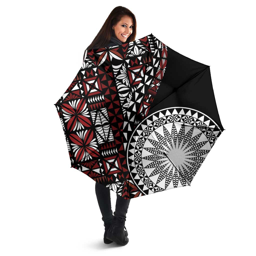 Red Tongan Ngatu Fonulei Pattern Umbrella LT9 - Polynesian Pride
