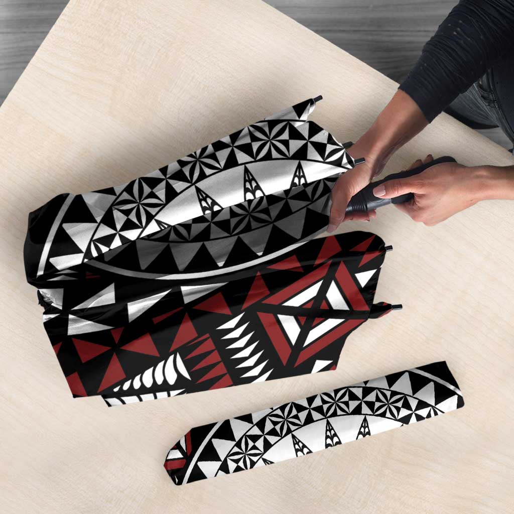 Red Tongan Ngatu Fonulei Pattern Umbrella LT9 - Polynesian Pride