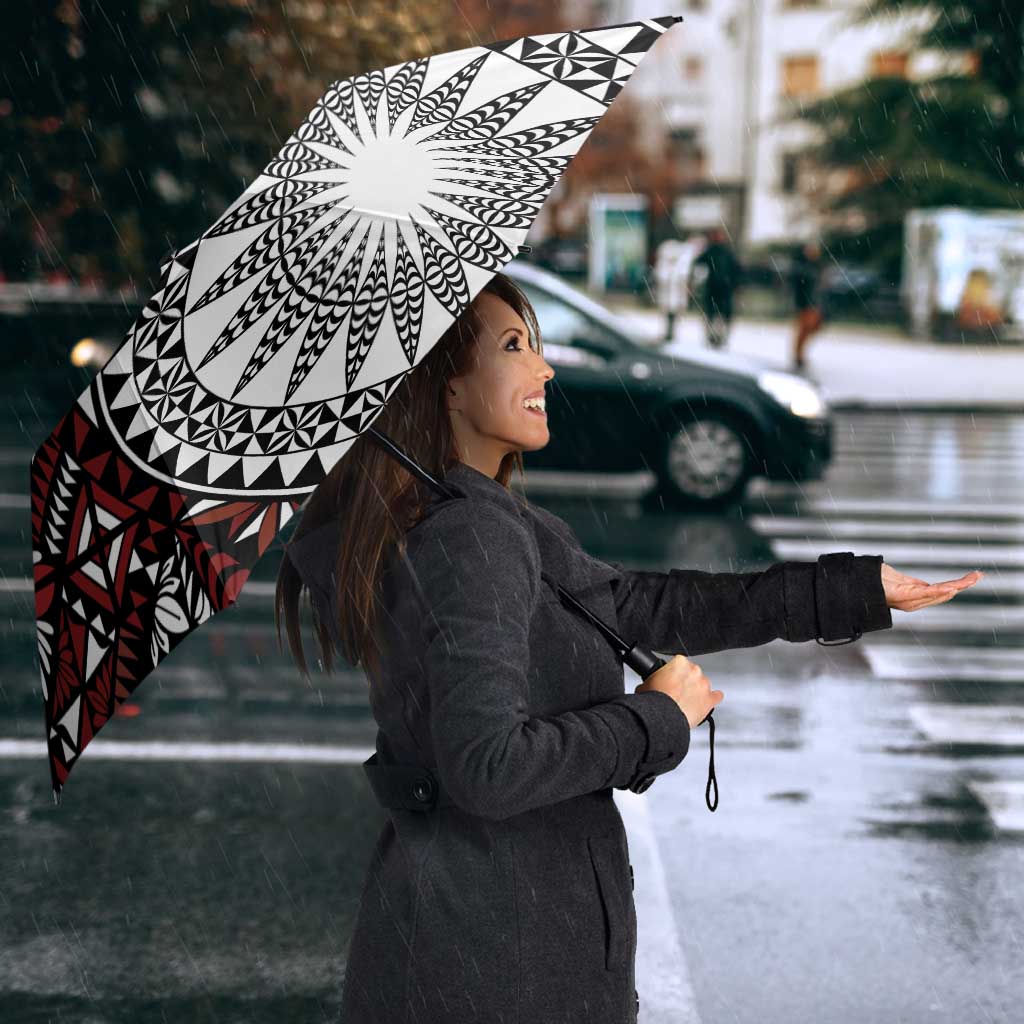 Red Tongan Ngatu Fonulei Pattern Umbrella LT9 - Polynesian Pride