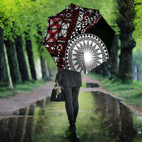 Red Tongan Ngatu Fonulei Pattern Umbrella LT9 - Polynesian Pride
