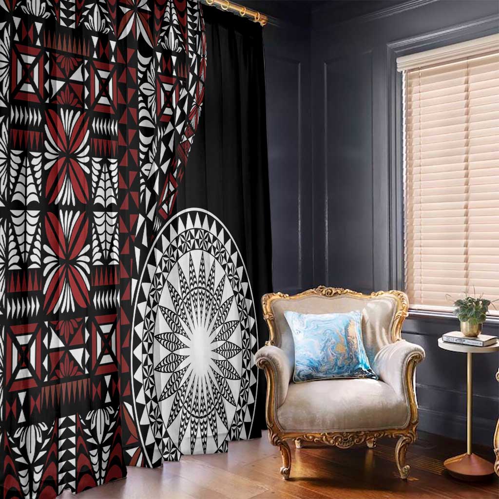 Red Tongan Ngatu Fonulei Pattern Window Curtain LT9 - Polynesian Pride