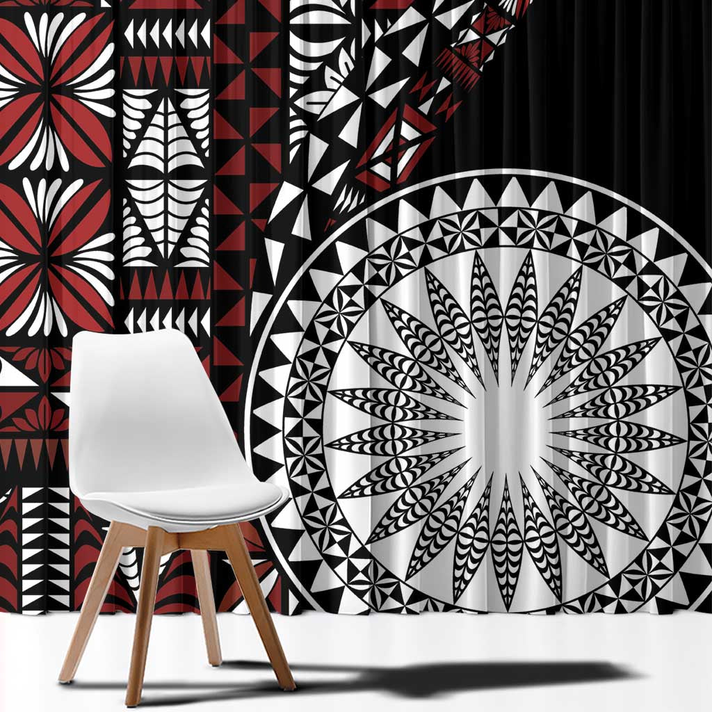 Red Tongan Ngatu Fonulei Pattern Window Curtain LT9 - Polynesian Pride
