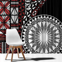 Red Tongan Ngatu Fonulei Pattern Window Curtain LT9 - Polynesian Pride