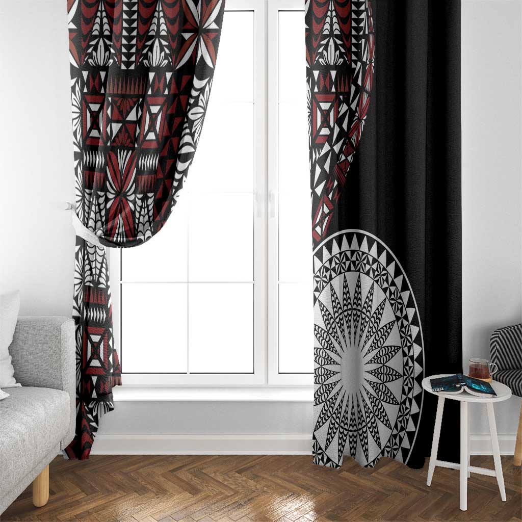 Red Tongan Ngatu Fonulei Pattern Window Curtain LT9 - Polynesian Pride