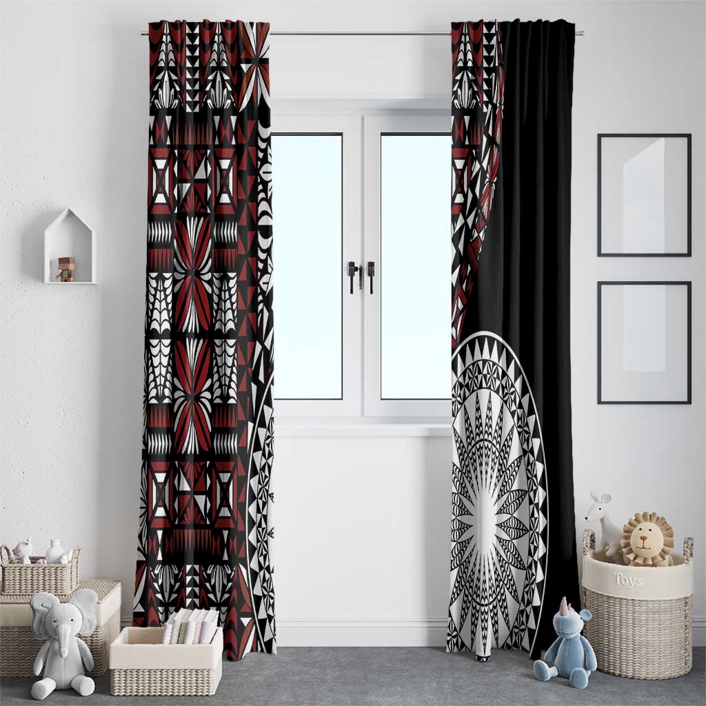 Red Tongan Ngatu Fonulei Pattern Window Curtain LT9 - Polynesian Pride