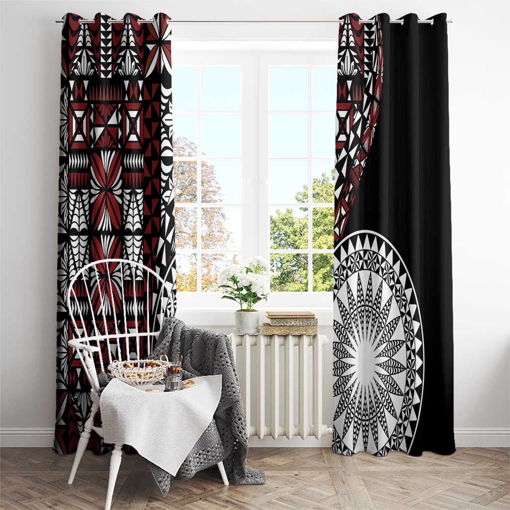 Red Tongan Ngatu Fonulei Pattern Window Curtain LT9 - Polynesian Pride