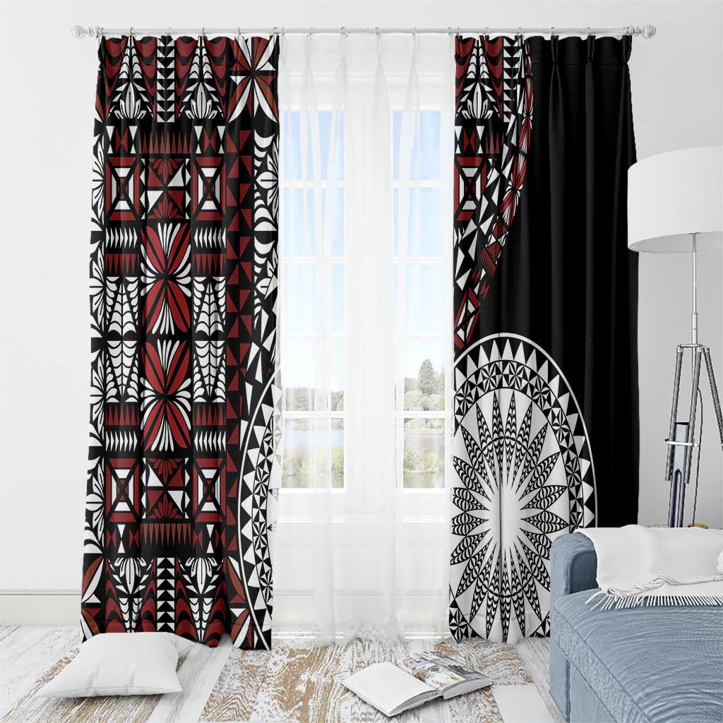 Red Tongan Ngatu Fonulei Pattern Window Curtain LT9 - Polynesian Pride