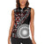 Red Tongan Ngatu Fonulei Pattern Women Sleeveless Polo Shirt