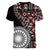 Red Tongan Ngatu Fonulei Pattern Women V-Neck T-Shirt