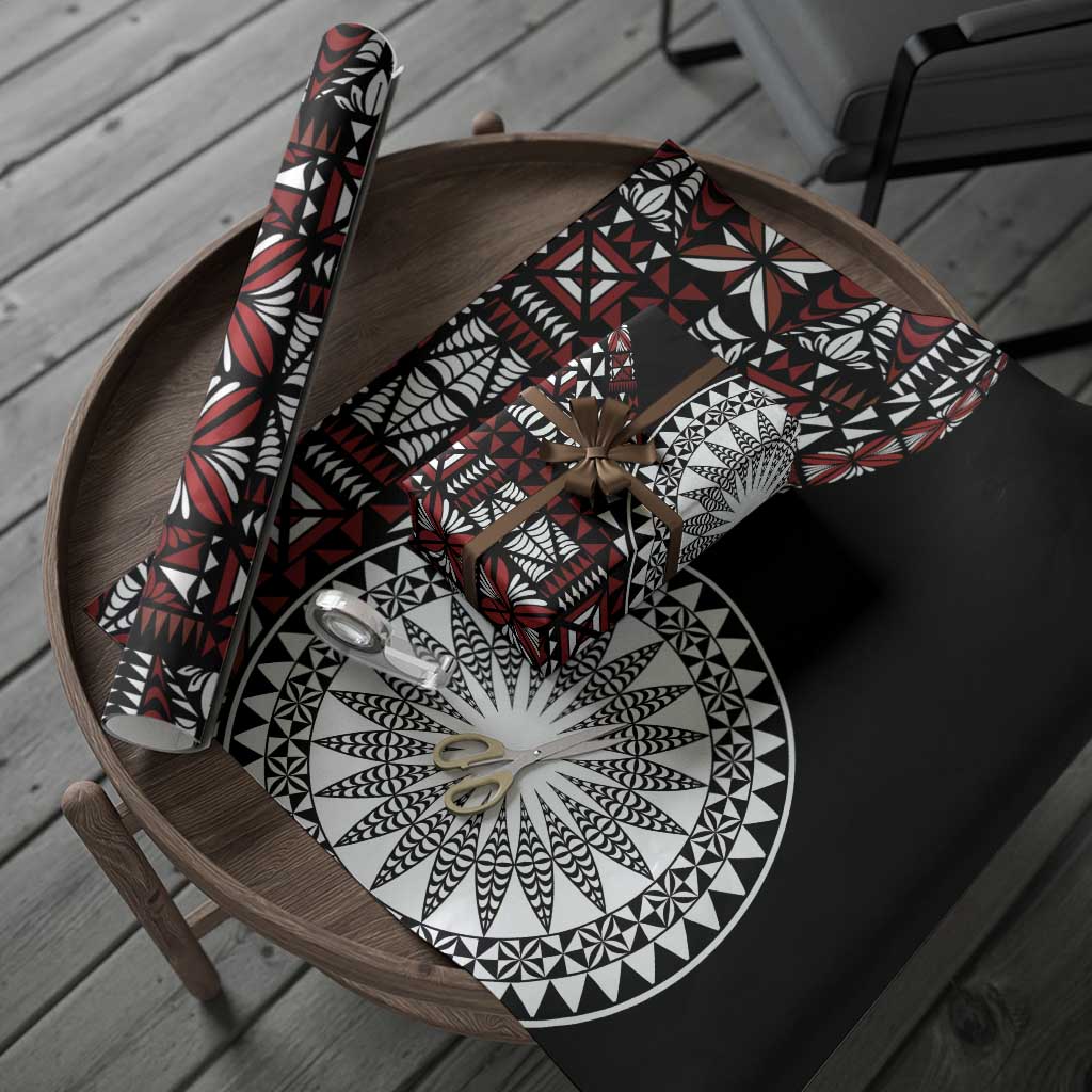 Red Tongan Ngatu Fonulei Pattern Wrapping Paper - Polynesian Pride