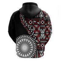 Red Tongan Ngatu Fonulei Pattern Zip Hoodie
