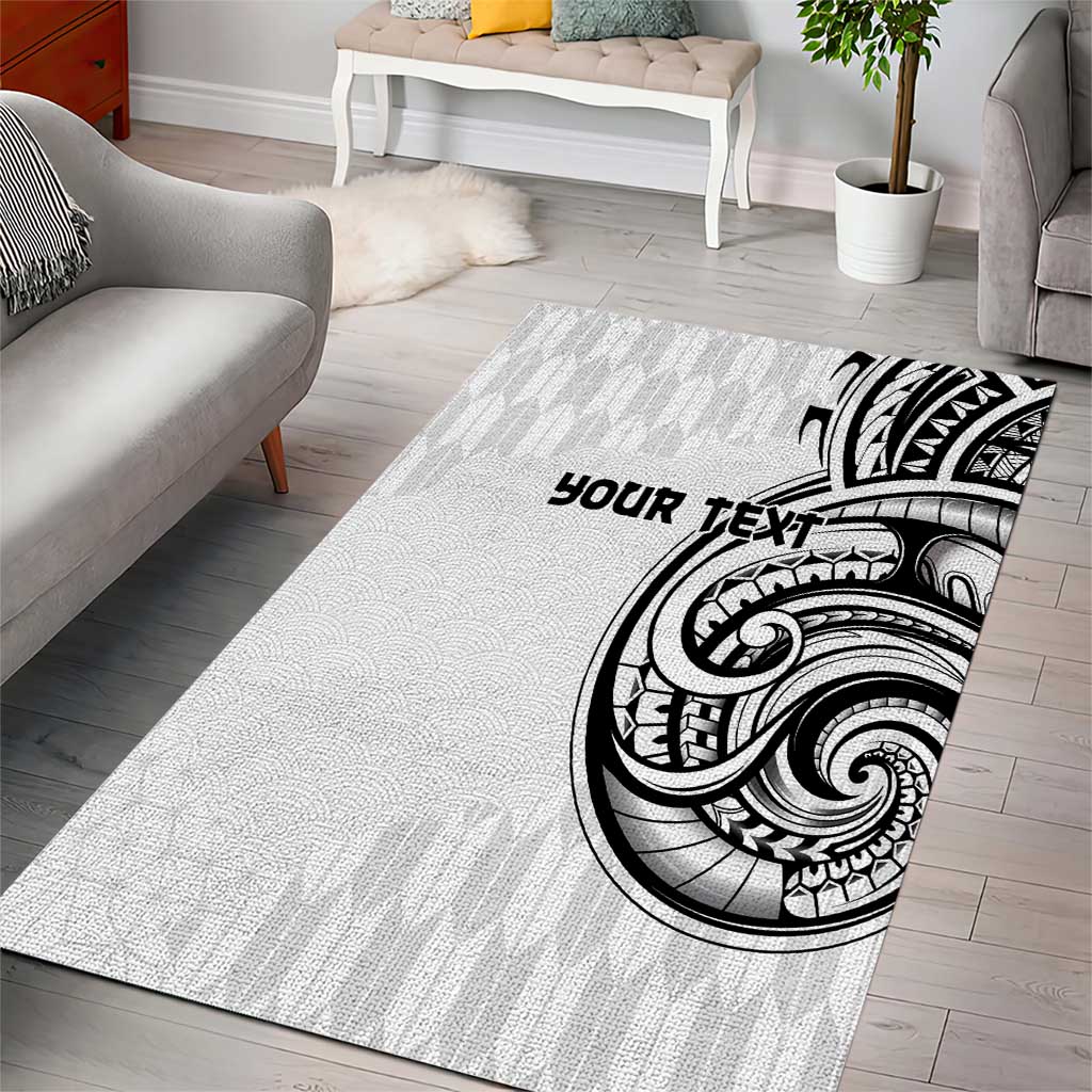 Hawaii and Japanese Culture Personalised Area Rug With Polynesian Tribal Tattoo Style