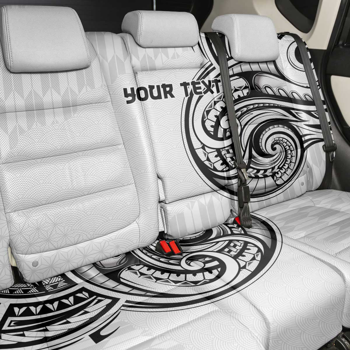 Hawaii and Japanese Culture Personalised Back Car Seat Cover With Polynesian Tribal Tattoo Style