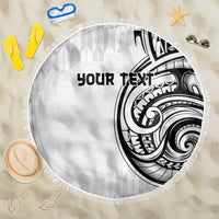 Hawaii and Japanese Culture Personalised Beach Blanket With Polynesian Tribal Tattoo Style LT9 One Size 150cm White - Polynesian Pride