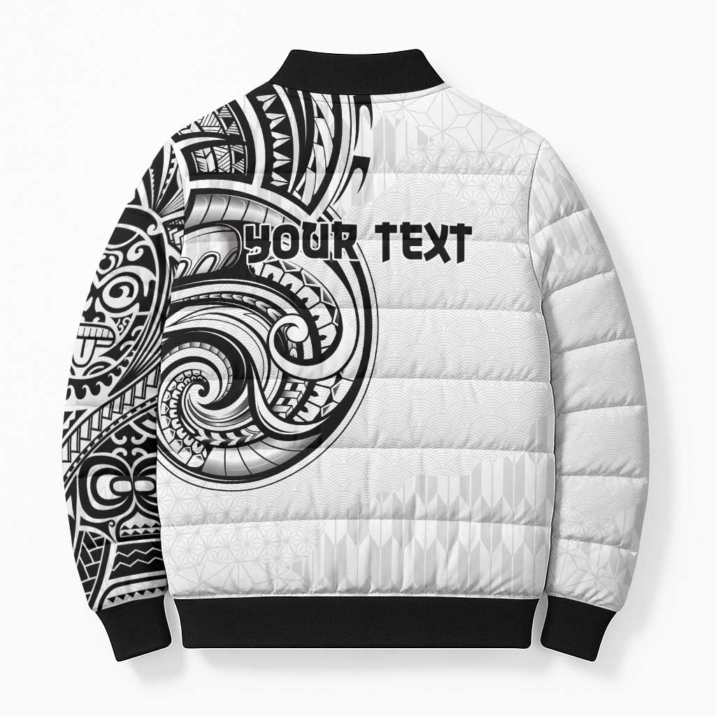 Hawaii and Japanese Culture Personalised Bomber Puffer Jacket With Polynesian Tribal Tattoo Style LT9 - Polynesian Pride