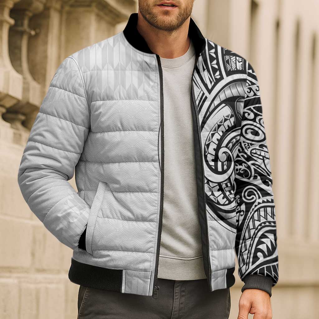 Hawaii and Japanese Culture Personalised Bomber Puffer Jacket With Polynesian Tribal Tattoo Style LT9 - Polynesian Pride