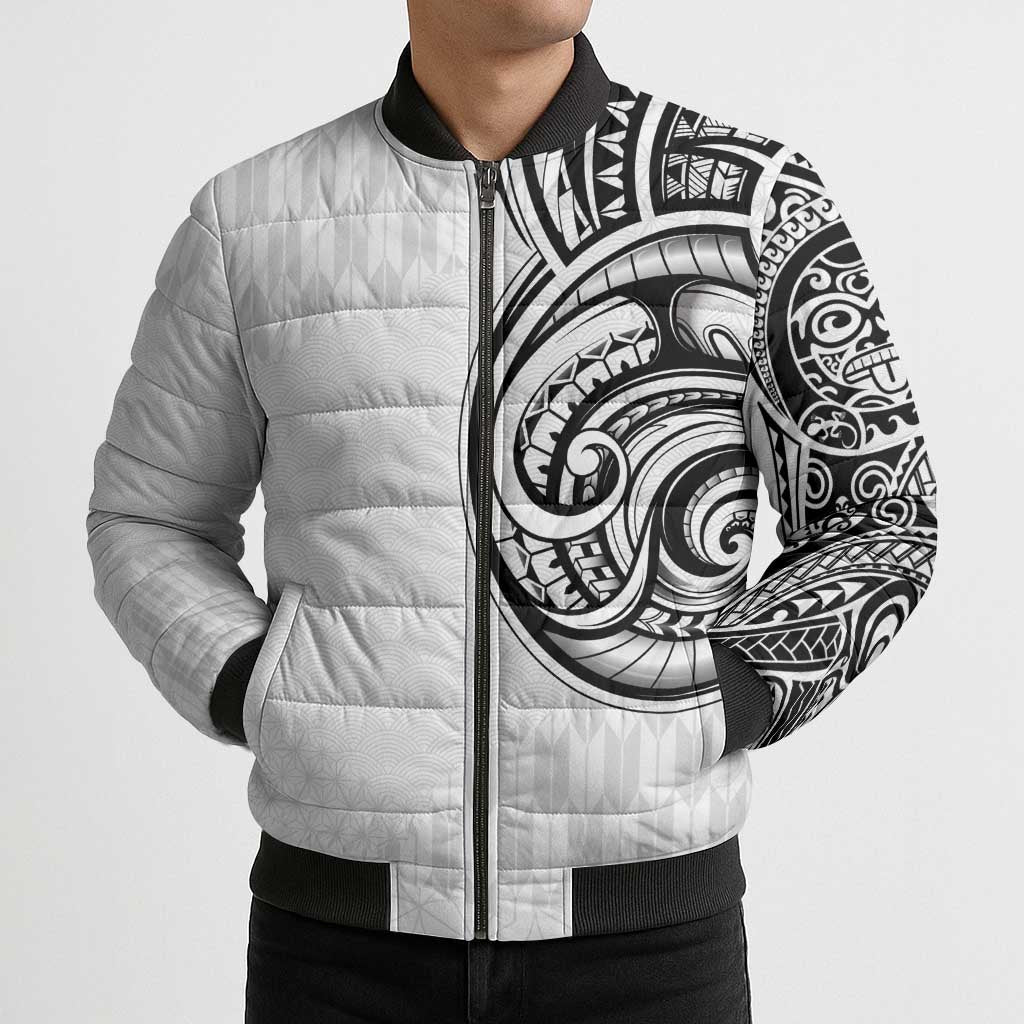 Hawaii and Japanese Culture Personalised Bomber Puffer Jacket With Polynesian Tribal Tattoo Style LT9 - Polynesian Pride