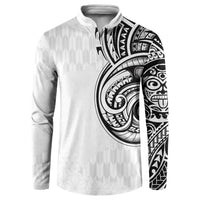 Hawaii and Japanese Culture Personalised Button Sweatshirt With Polynesian Tribal Tattoo Style LT9 White - Polynesian Pride