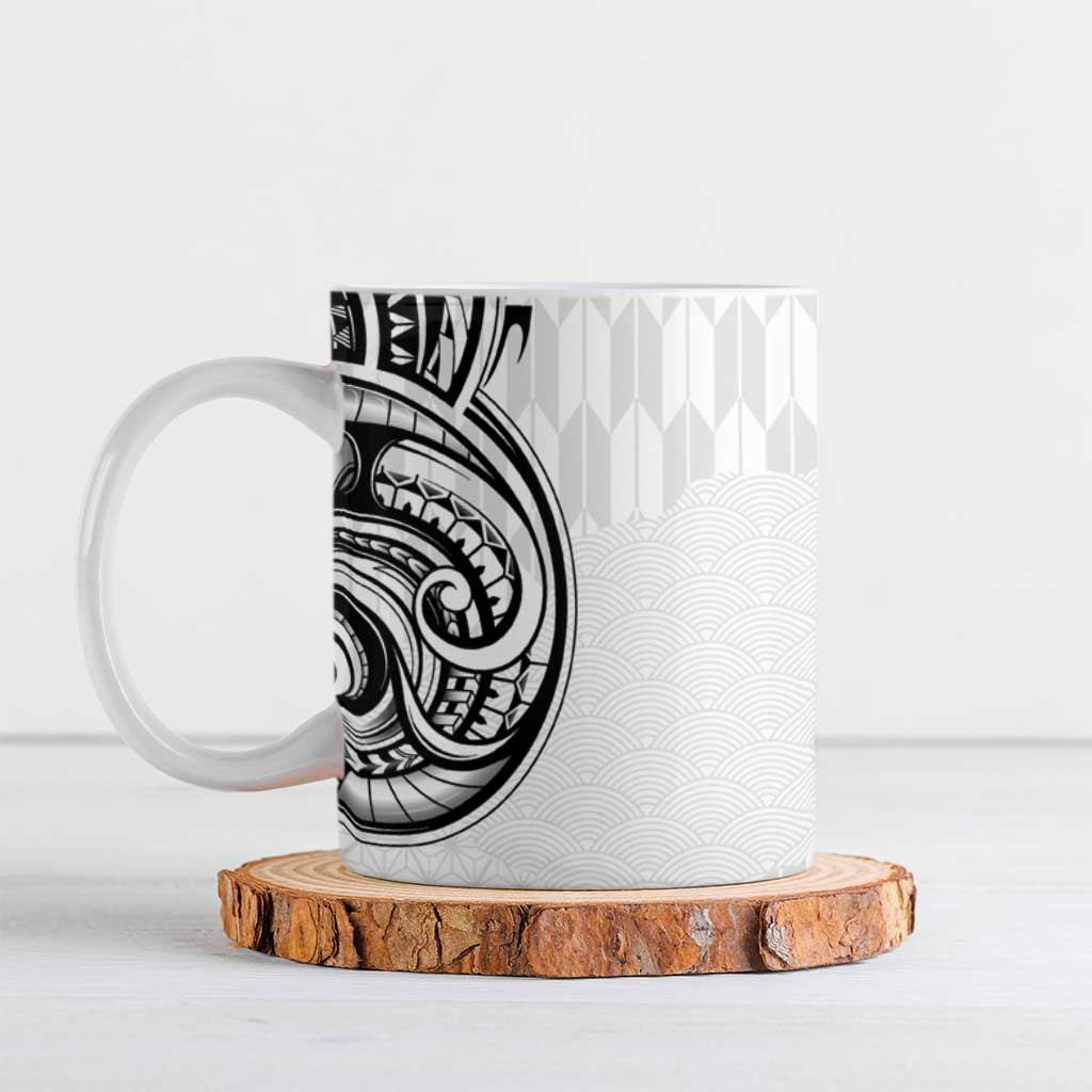 Hawaii and Japanese Culture Personalised Ceramic Mug With Polynesian Tribal Tattoo Style LT9 White - Polynesian Pride