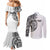 Hawaii and Japanese Culture Personalised Couples Matching Mermaid Dress and Long Sleeve Button Shirt With Polynesian Tribal Tattoo Style